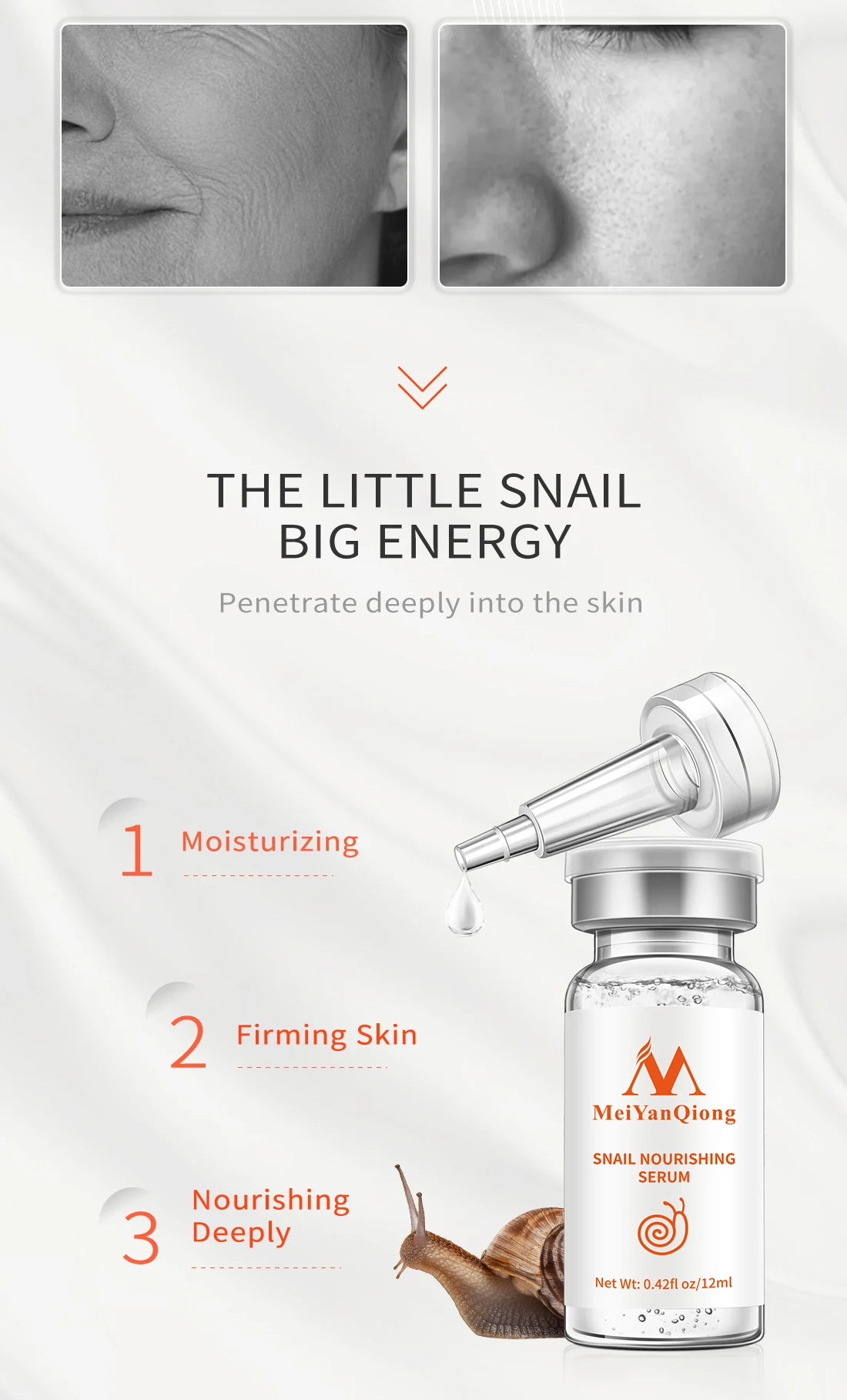 Pore Ampoule Snail 100% Essence Hyaluronic Acid Shrink Pores Original Solution Moisturizing Essence Rejuvenating Essence THE AML STORE